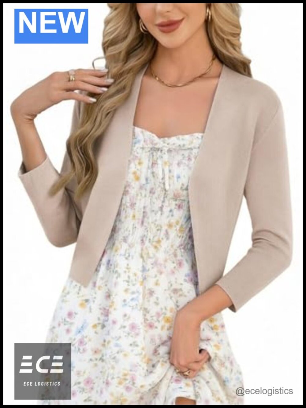 GRACE KARIN Women's 3/4 Sleeve Cropped Cardigan Lightweight Open Front Shrug